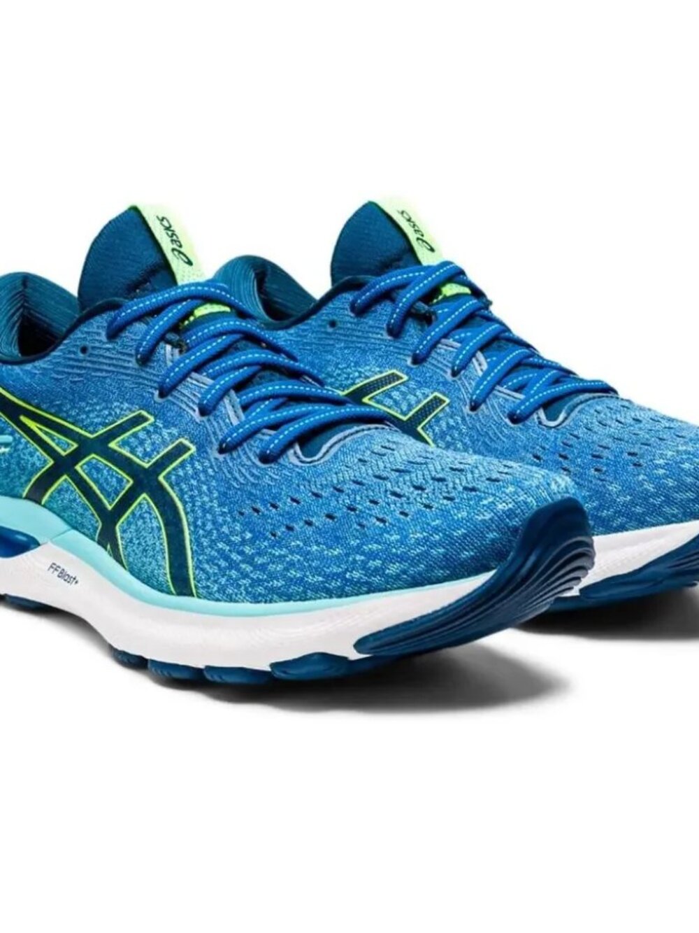 NWOB Mens Asics Gel Nimbus 24 Blue Lake Drive Hazard Green Running Sneakers 10